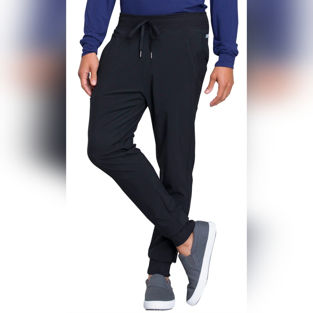 Cherokee Infinity Men's Drawstring Cargo Jogger Pants BLACK scrubs S